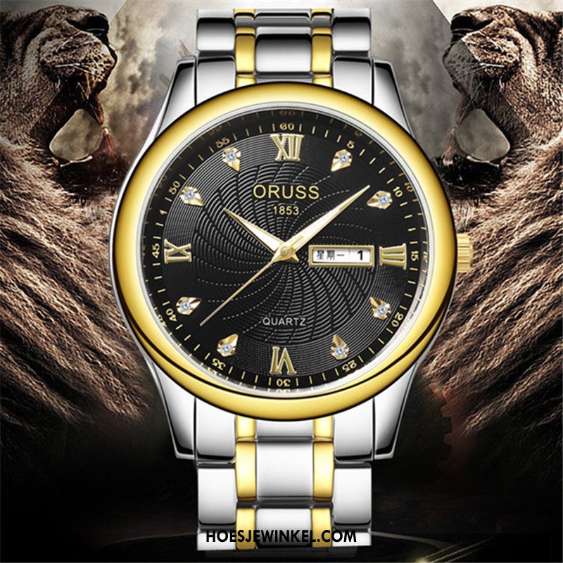 Horloges Heren Strass Mannen Mode, Horloges Lovers Quartz Horloge Gold