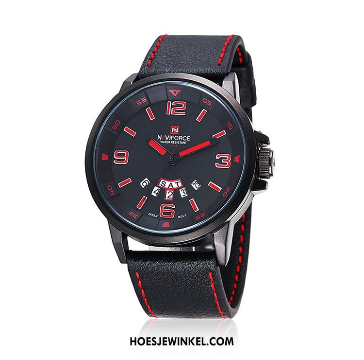 Horloges Heren Waterdicht Casual Lichtende Nachtwolken, Horloges Kalender Horloge Rot