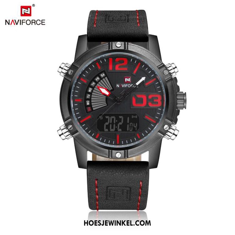 Horloges Heren Waterdicht Mannen Echt Leer, Horloges Trend Horloge Schwarz