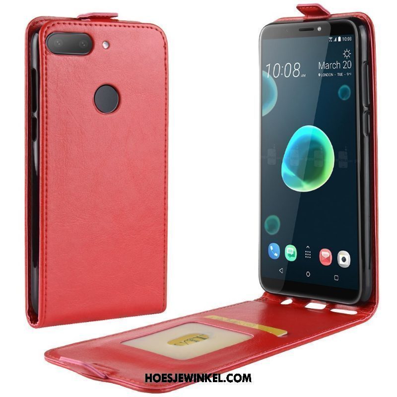 Htc Desire 12+ Hoesje Hoes Rood Mobiele Telefoon, Htc Desire 12+ Hoesje Bescherming Leren Etui
