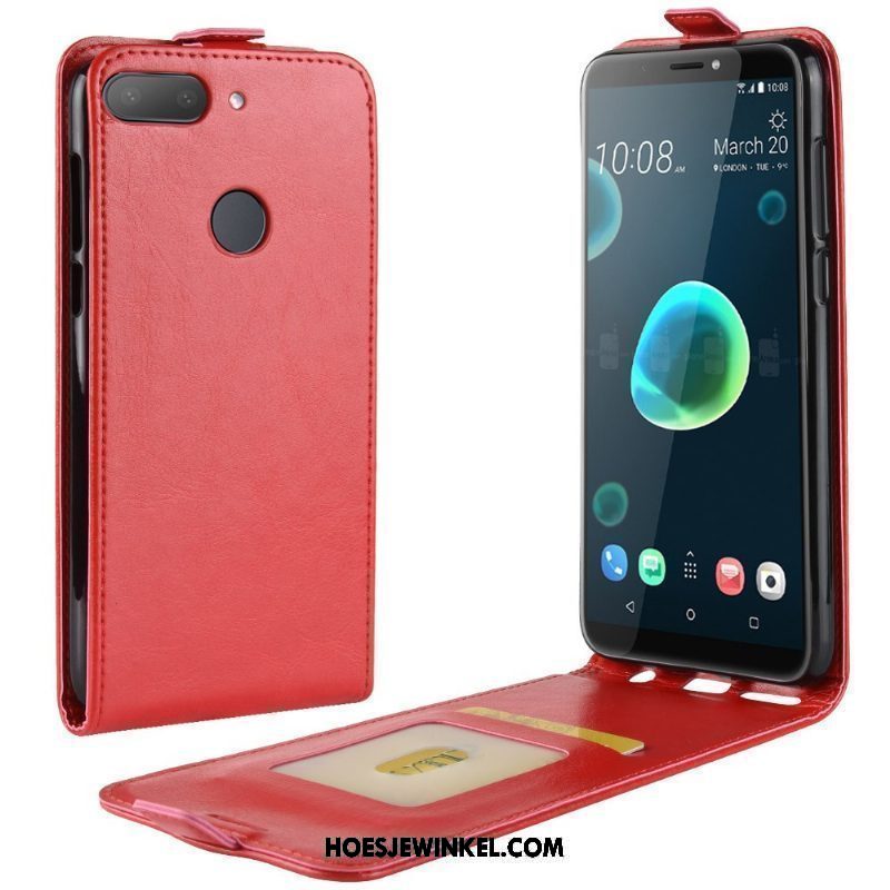 Htc Desire 12+ Hoesje Hoes Rood Mobiele Telefoon, Htc Desire 12+ Hoesje Bescherming Leren Etui