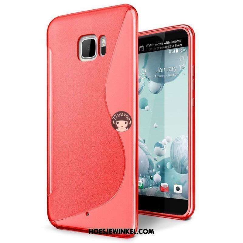 Htc U Ultra Hoesje Plastic Doorzichtig Rood, Htc U Ultra Hoesje Zacht Bescherming