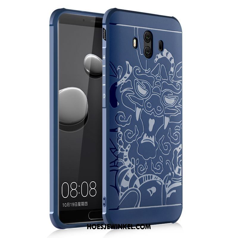 Huawei Mate 10 Hoesje Blauw Dragon Patroon Zacht, Huawei Mate 10 Hoesje Mobiele Telefoon Hoes