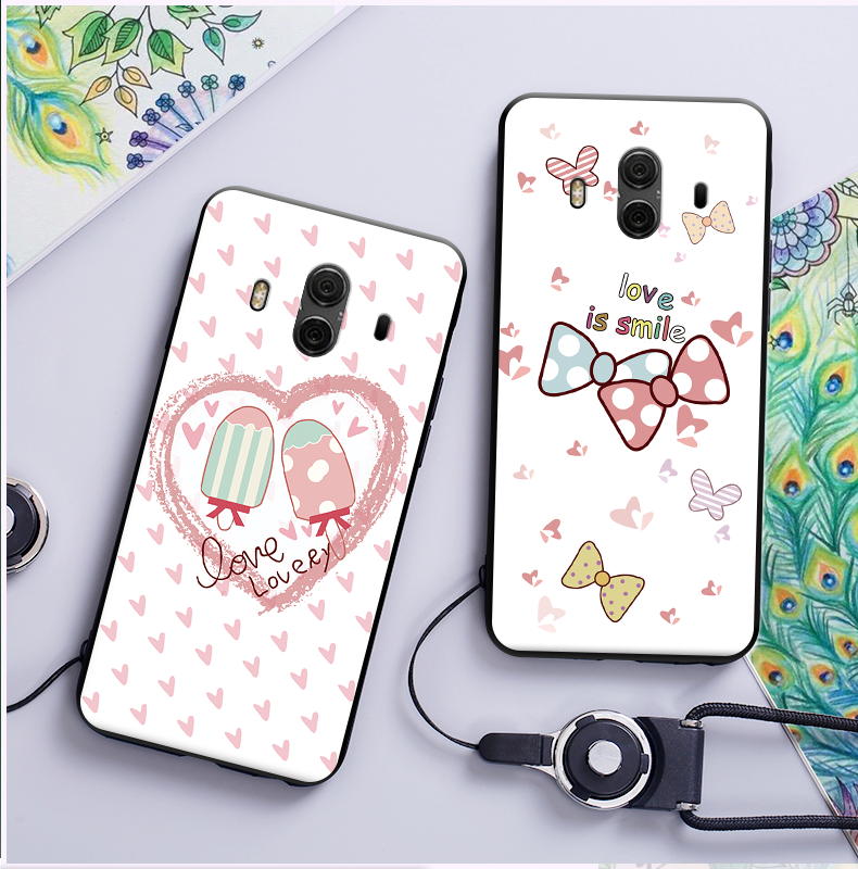 Huawei Mate 10 Hoesje Hanger Reliëf Hoes, Huawei Mate 10 Hoesje Roze Zacht