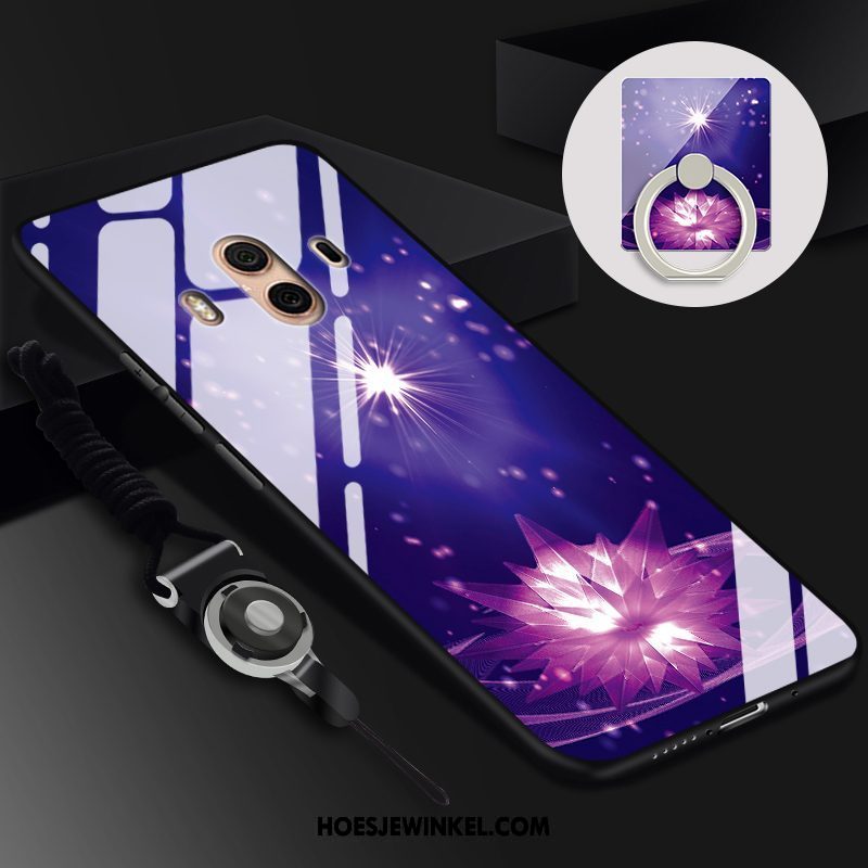 Huawei Mate 10 Hoesje Purper Zacht Hoes, Huawei Mate 10 Hoesje Glas Hanger