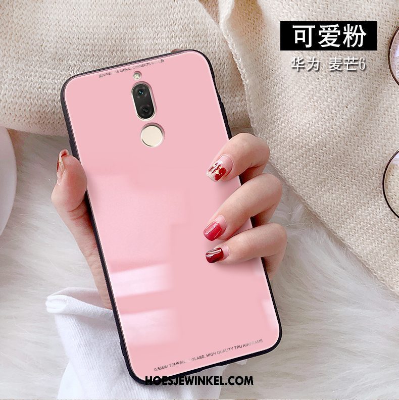 Huawei Mate 10 Lite Hoesje Gehard Glas Roze Skärmskydd, Huawei Mate 10 Lite Hoesje Mobiele Telefoon Hoes