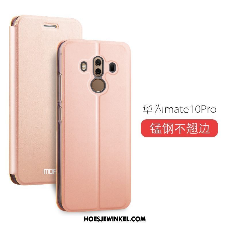 Huawei Mate 10 Pro Hoesje Leren Etui Scheppend Mobiele Telefoon, Huawei Mate 10 Pro Hoesje Roze Anti-fall