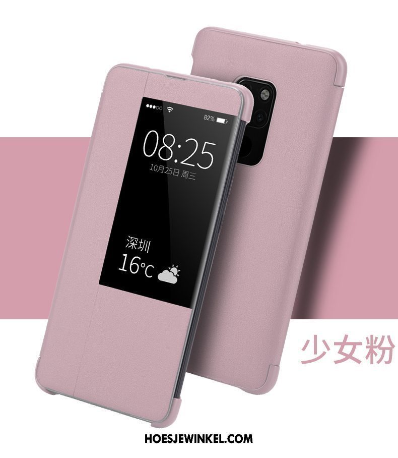 Huawei Mate 20 Hoesje Hoes Clamshell Anti-fall, Huawei Mate 20 Hoesje Mobiele Telefoon Roze