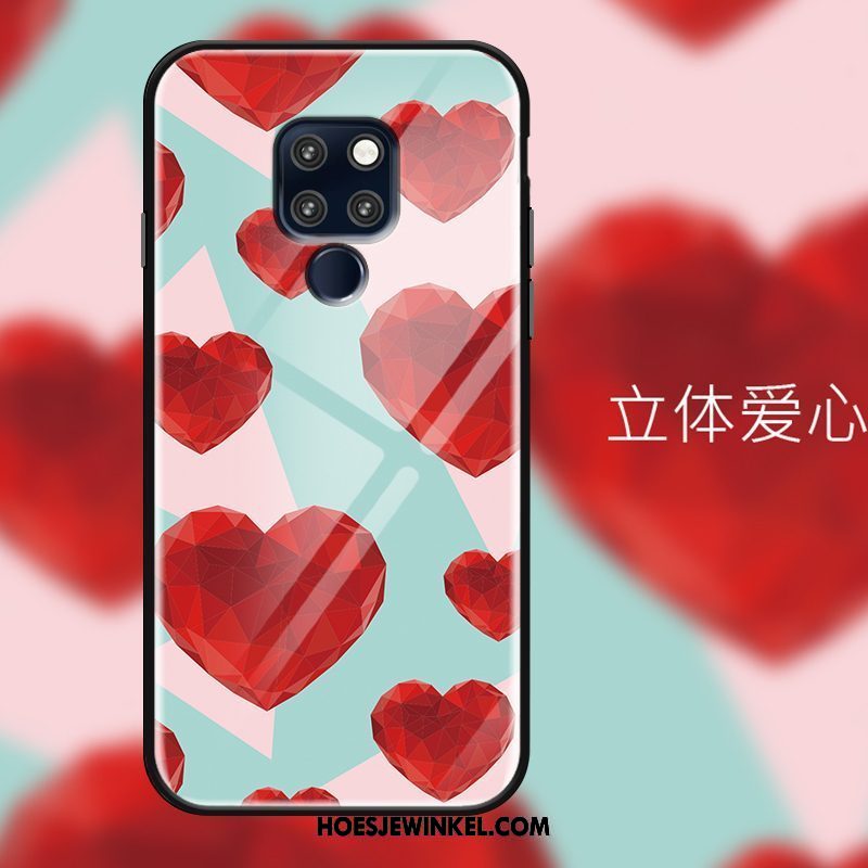 Huawei Mate 20 Hoesje Luxe Glas Anti-fall, Huawei Mate 20 Hoesje Rood Liefde