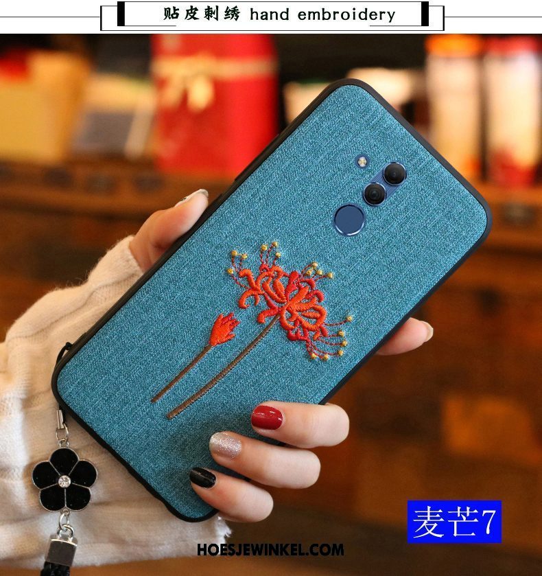 Huawei Mate 20 Lite Hoesje All Inclusive Bloemen Borduurwerk, Huawei Mate 20 Lite Hoesje Chinese Stijl Zacht