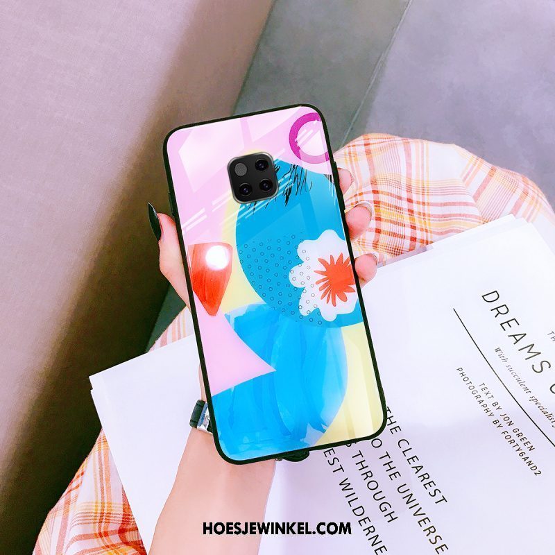 Huawei Mate 20 Pro Hoesje Mobiele Telefoon Trendy Merk Blauw, Huawei Mate 20 Pro Hoesje Hoes Glas