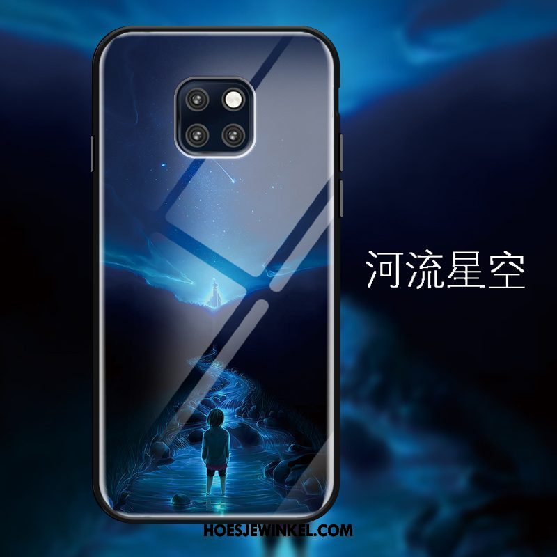 Huawei Mate 20 Pro Hoesje Sterrenhemel Anti-fall Donkerblauw, Huawei Mate 20 Pro Hoesje Hoes Zwart