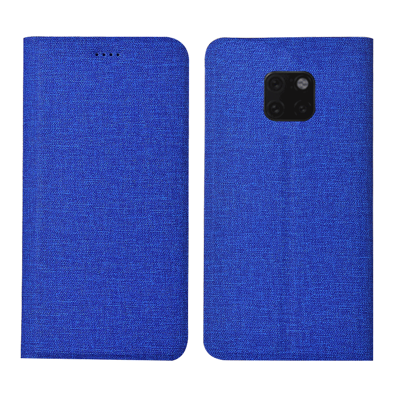 Huawei Mate 20 Rs Hoesje Donkerblauw Leren Etui Katoen En Linnen, Huawei Mate 20 Rs Hoesje Mobiele Telefoon