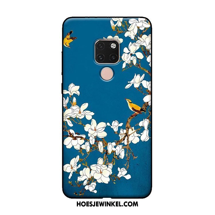 Huawei Mate 20 X Hoesje Mobiele Telefoon Bloemen Vogel, Huawei Mate 20 X Hoesje Chinese Stijl Zacht