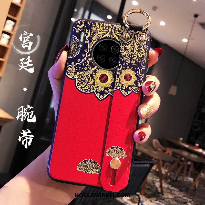 Huawei Mate 30 Hoesje Tempereren Groen Skärmskydd, Huawei Mate 30 Hoesje Bescherming Bloemen