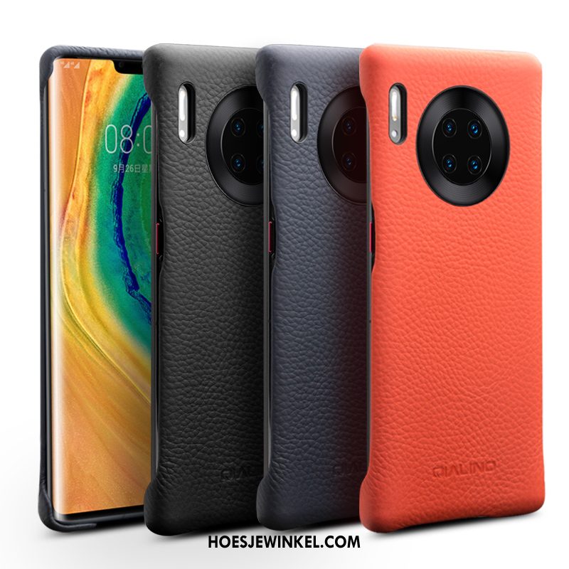 Huawei Mate 30 Pro Hoesje Mobiele Telefoon Eenvoudige Leren Etui, Huawei Mate 30 Pro Hoesje Mode Echt Leer