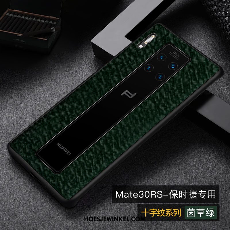 Huawei Mate 30 Rs Hoesje Ontwerp Lederen Leer, Huawei Mate 30 Rs Hoesje Herringbone Echt Leer