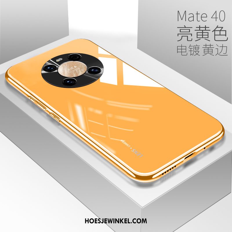 Huawei Mate 40 Hoesje Net Red Glas All Inclusive, Huawei Mate 40 Hoesje Plating Geel