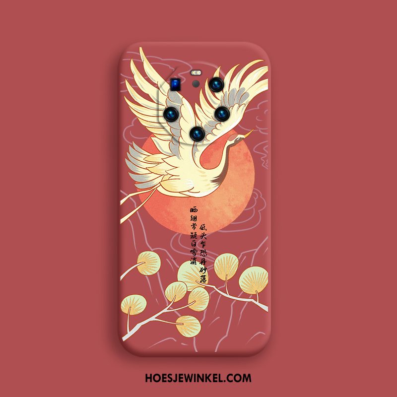 Huawei Mate 40 Rs Hoesje Siliconen Mobiele Telefoon Nieuw, Huawei Mate 40 Rs Hoesje Rood Kraanvogel