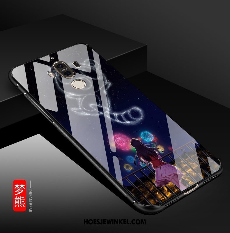 Huawei Mate 9 Hoesje Blauw Mobiele Telefoon Achterklep, Huawei Mate 9 Hoesje Glas Anti-fall