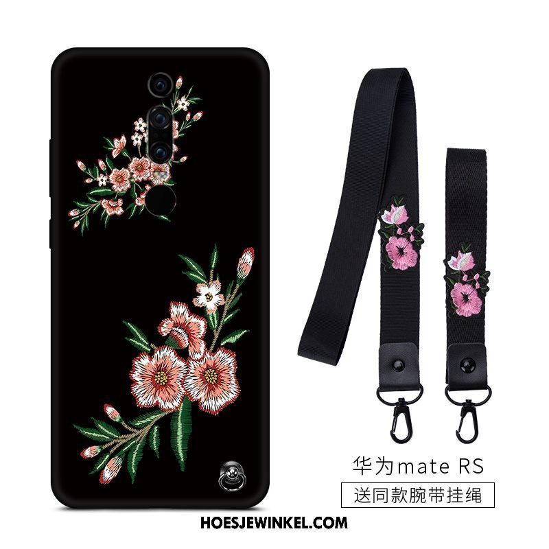 Huawei Mate Rs Hoesje Siliconen Bloemen Bescherming, Huawei Mate Rs Hoesje Zacht Zwart Beige