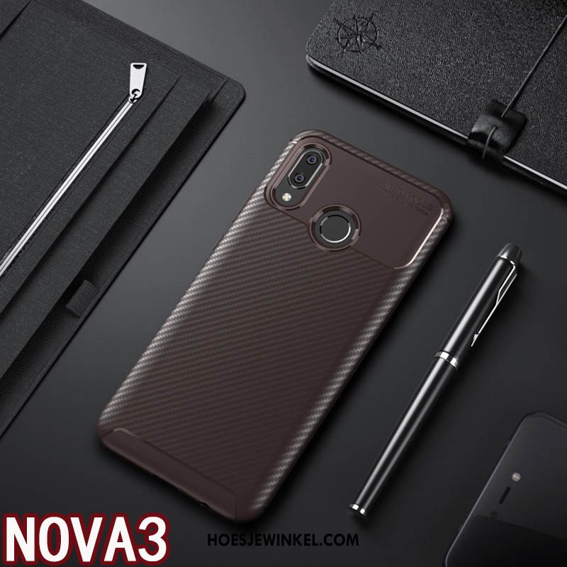 Huawei Nova 3 Hoesje Bedrijf Anti-fall Bescherming, Huawei Nova 3 Hoesje Scheppend Antislip Braun