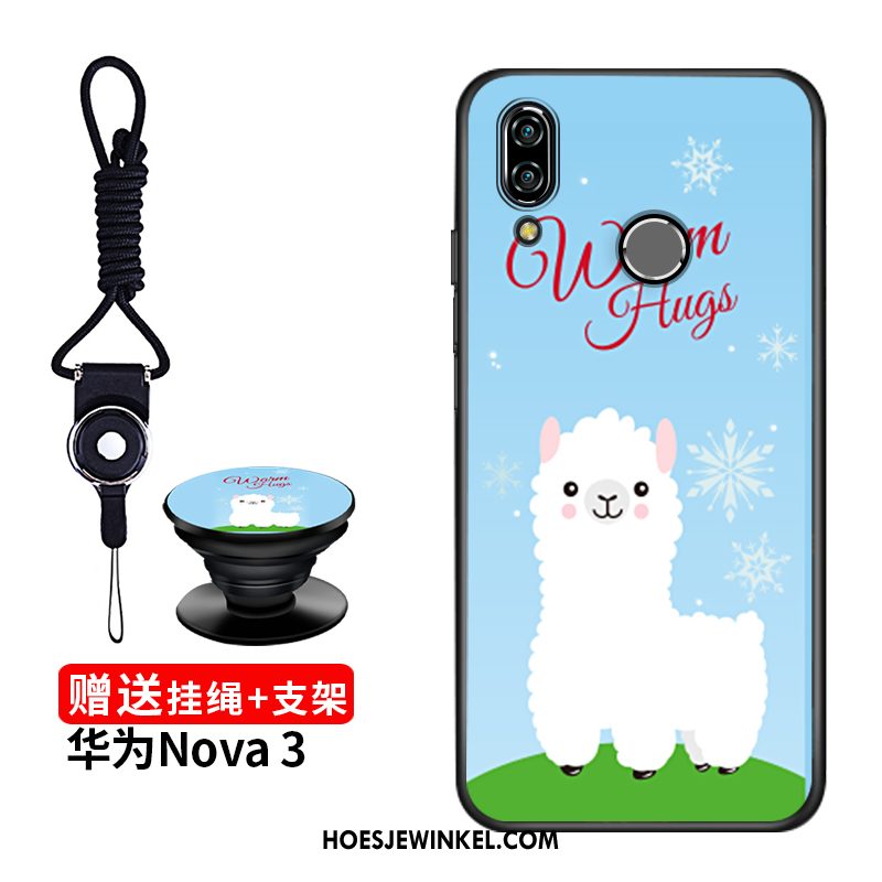 Huawei Nova 3 Hoesje Blauw Scheppend Hoes, Huawei Nova 3 Hoesje Zacht Hanger