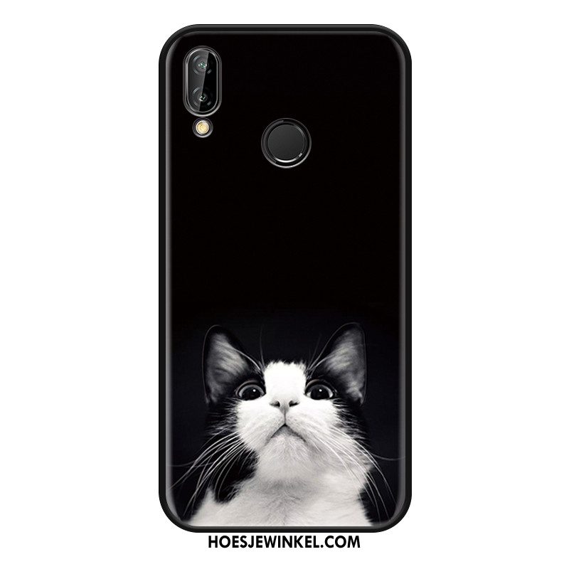 Huawei Nova 3e Hoesje Hanger All Inclusive Zwart, Huawei Nova 3e Hoesje Kat Hond