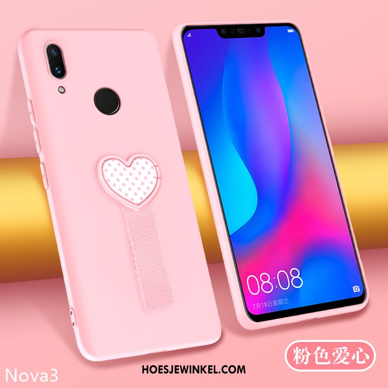 Huawei Nova 3e Hoesje Mooie Siliconen Trendy Merk, Huawei Nova 3e Hoesje Roze Zacht