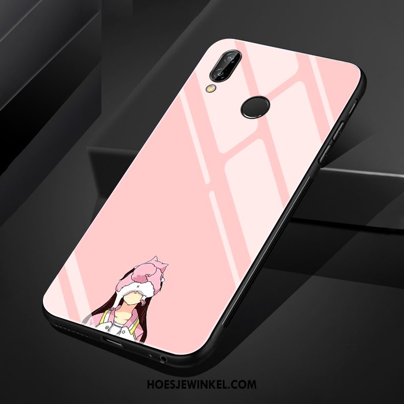 Huawei Nova 3e Hoesje Zwart Roze Grappig, Huawei Nova 3e Hoesje Zoet Mooie