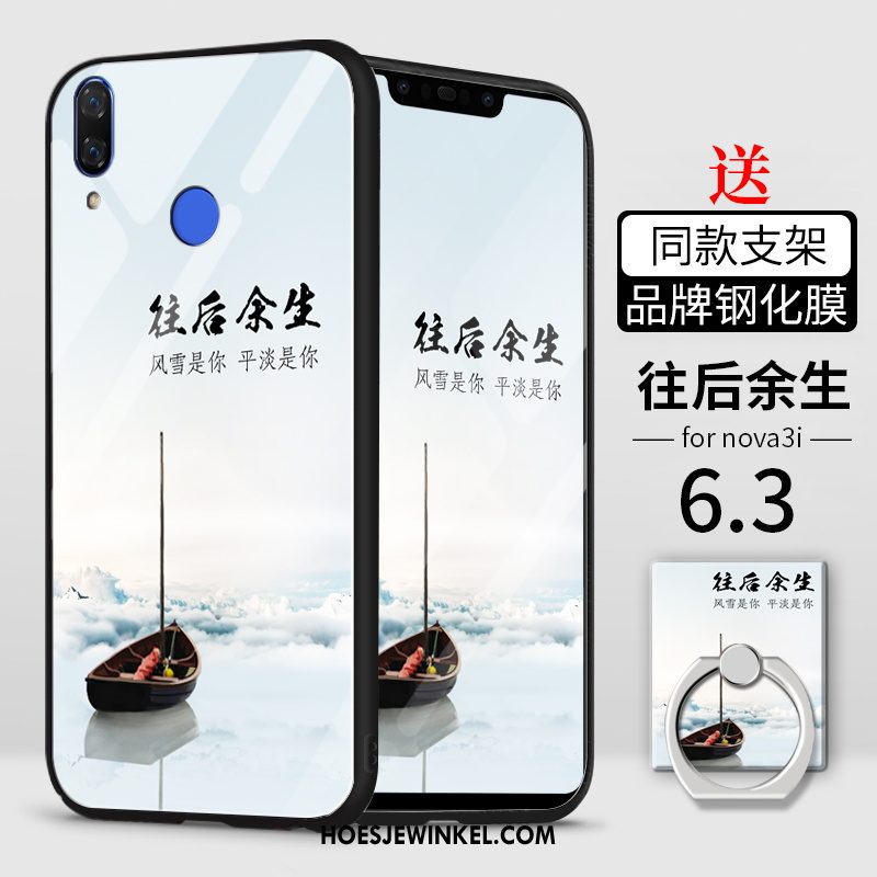 Huawei Nova 3i Hoesje Dun Lovers Bescherming, Huawei Nova 3i Hoesje Schrobben Wit