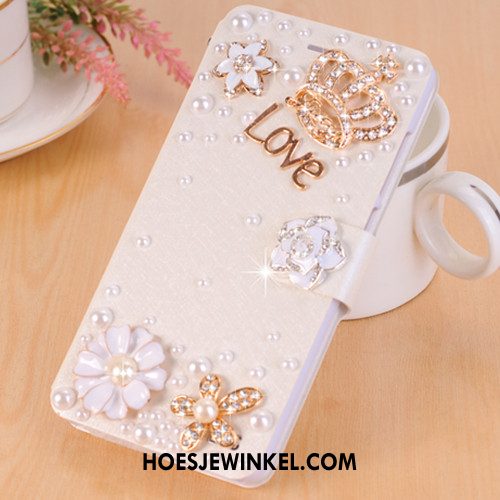 Huawei Nova 3i Hoesje Met Strass Anti-fall Wit, Huawei Nova 3i Hoesje Leren Etui Clamshell