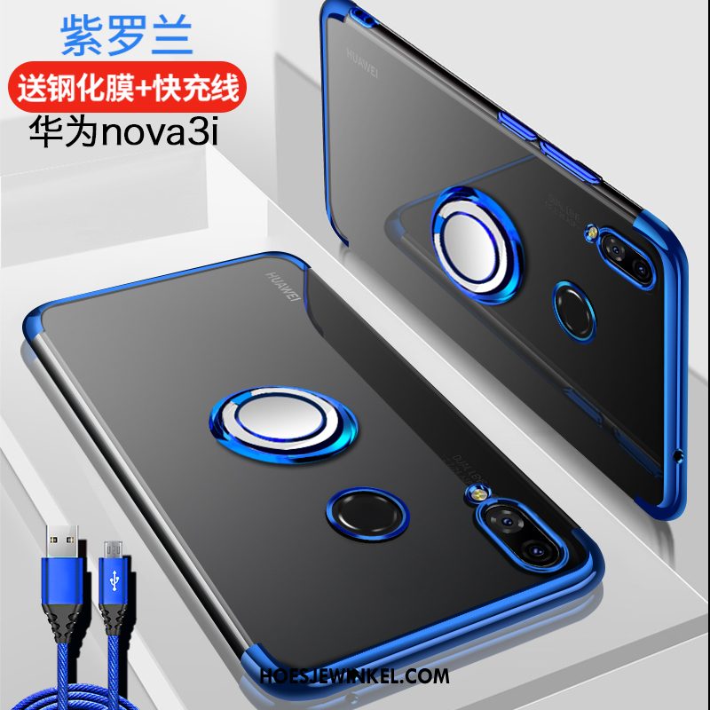 Huawei Nova 3i Hoesje Siliconen Ring High End, Huawei Nova 3i Hoesje Doorzichtig Anti-fall