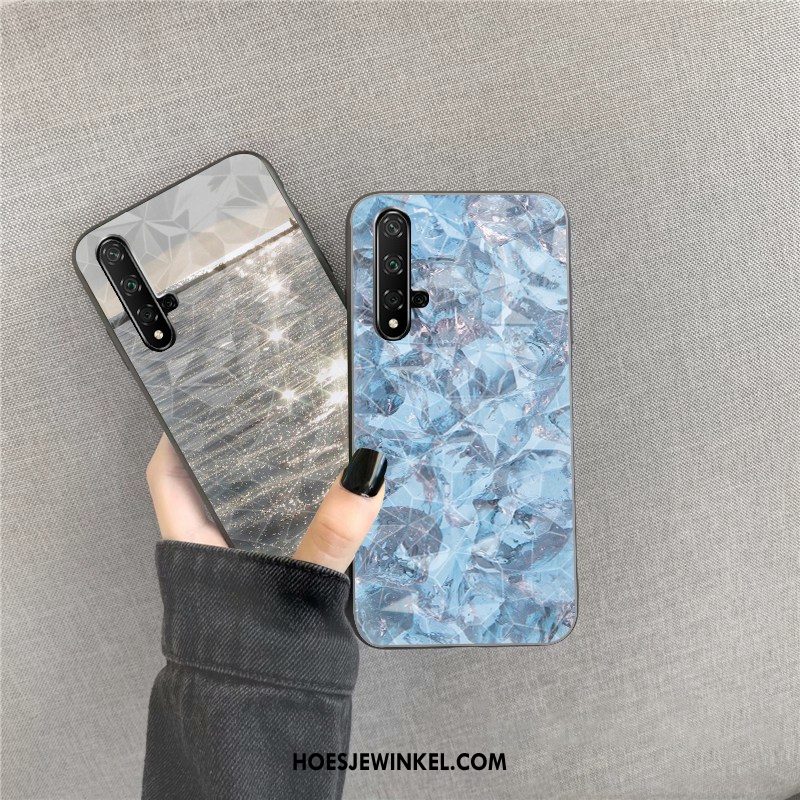 Huawei Nova 5t Hoesje Blauw Mobiele Telefoon Siliconen, Huawei Nova 5t Hoesje Ruit Net Red