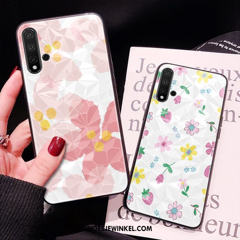 Huawei Nova 5t Hoesje Net Red Patroon Roze, Huawei Nova 5t Hoesje Mobiele Telefoon Ruit