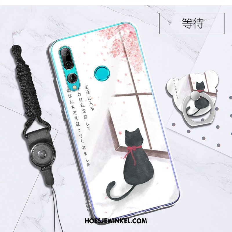 Huawei P Smart+ 2019 Hoesje Hanger Zacht Trend, Huawei P Smart+ 2019 Hoesje Ondersteuning Wit