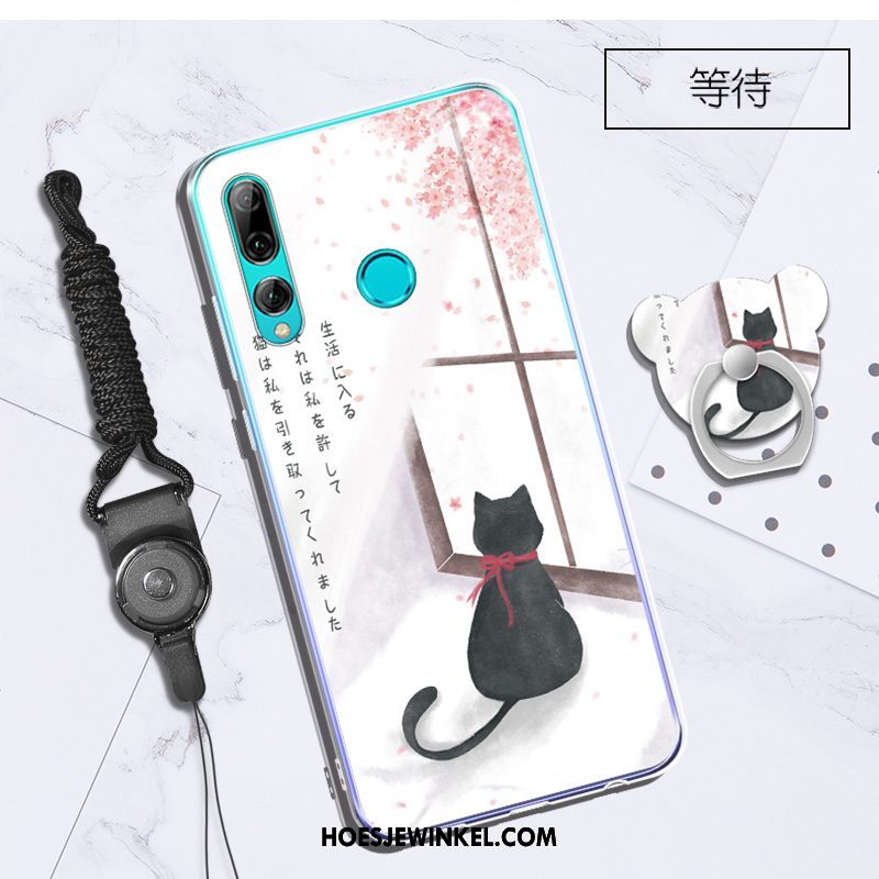 Huawei P Smart+ 2019 Hoesje Hanger Zacht Trend, Huawei P Smart+ 2019 Hoesje Ondersteuning Wit