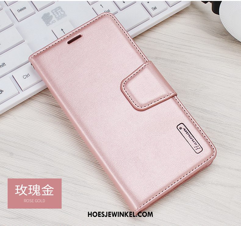 Huawei P Smart 2019 Hoesje Leren Etui Folio Rose Goud, Huawei P Smart 2019 Hoesje Kaart Mini