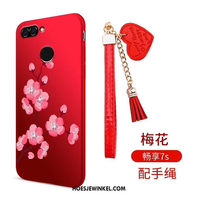 Huawei P Smart Hoesje Rood Siliconen Anti-fall, Huawei P Smart Hoesje Zacht Hoes