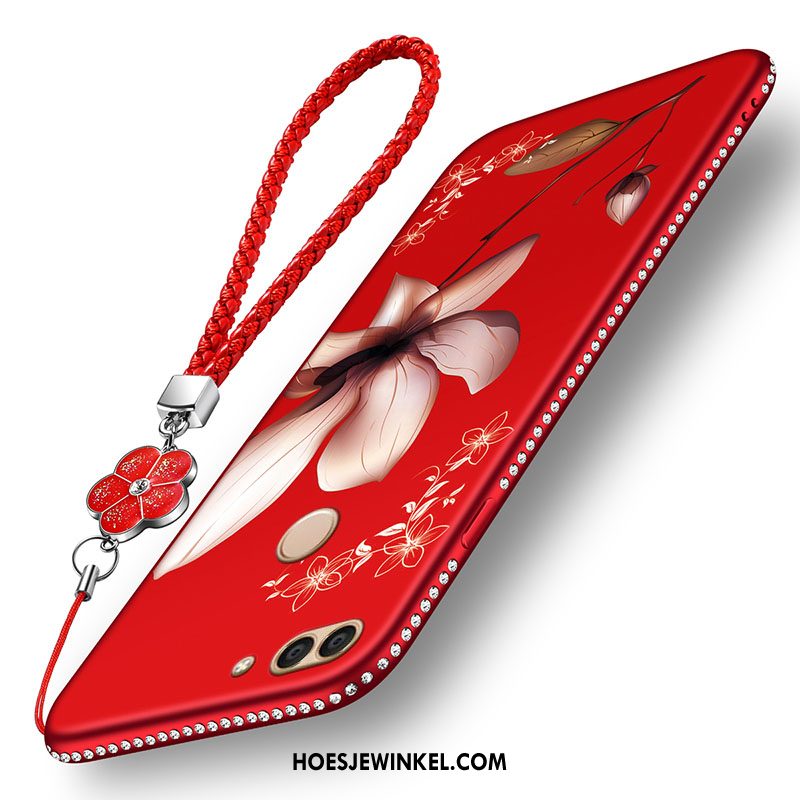 Huawei P Smart Hoesje Siliconen All Inclusive Lichte En Dun, Huawei P Smart Hoesje Rood Hanger