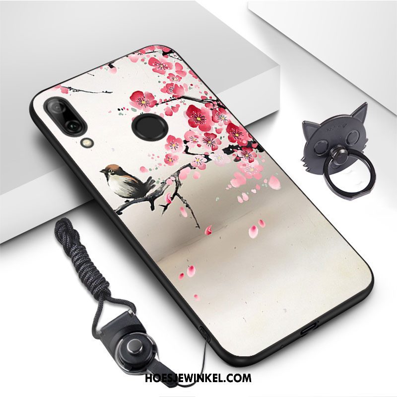 Huawei P Smart Z Hoesje Vintage Kunst Bloemen, Huawei P Smart Z Hoesje Siliconen Grijs