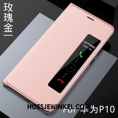 Huawei P10 Hoesje Leren Etui Mobiele Telefoon Roze, Huawei P10 Hoesje Winterslaap Hoes