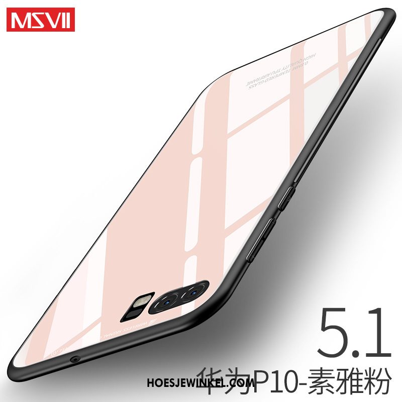 Huawei P10 Hoesje Zacht Achterklep Hoes, Huawei P10 Hoesje Glas Roze