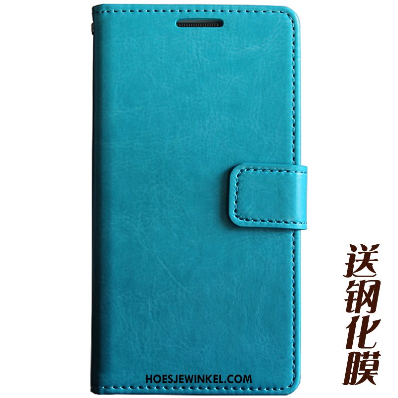 Huawei P10 Lite Hoesje Hoes Anti-fall Folio, Huawei P10 Lite Hoesje Leren Etui Blauw