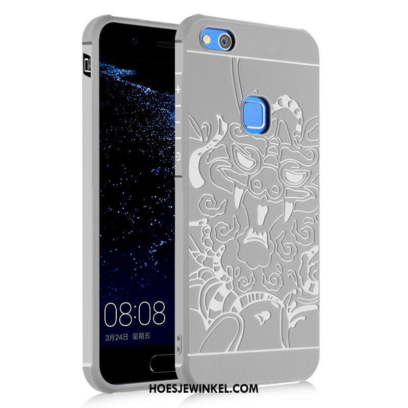 Huawei P10 Lite Hoesje Licht Grijs Draak, Huawei P10 Lite Hoesje Ondersteuning Hoes