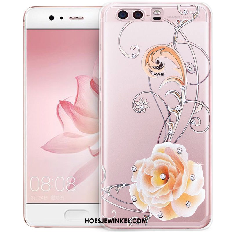 Huawei P10 Plus Hoesje Anti-fall Mobiele Telefoon Reliëf, Huawei P10 Plus Hoesje Met Strass Bescherming