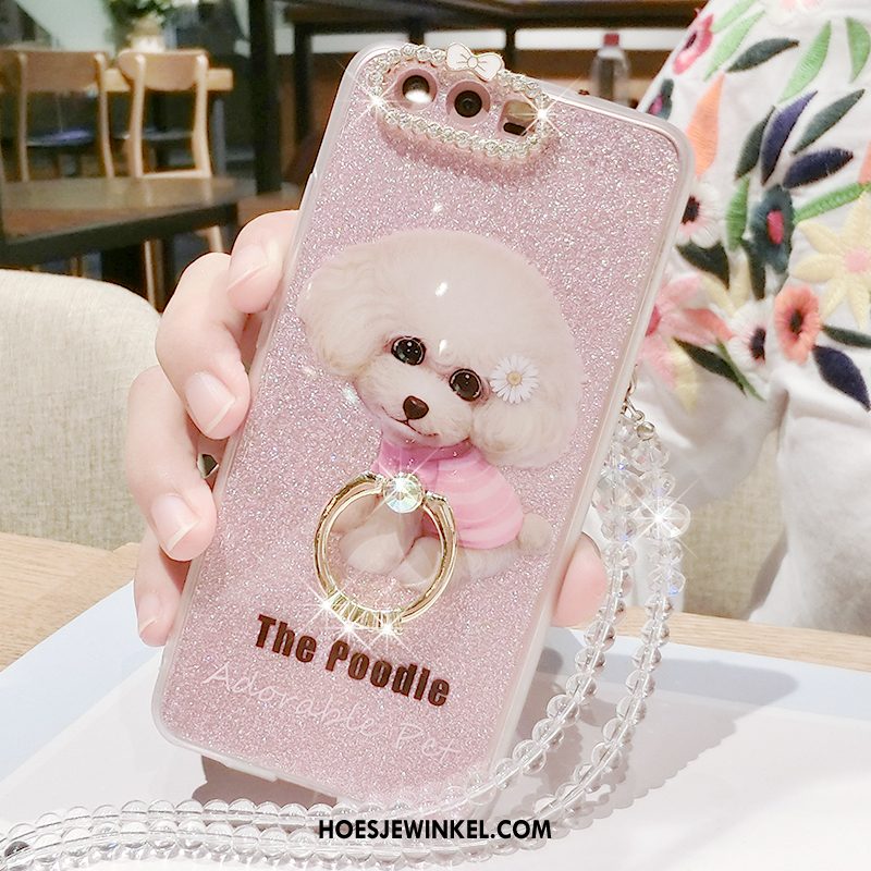 Huawei P10 Plus Hoesje Hoes Met Strass Ring, Huawei P10 Plus Hoesje Roze Trend