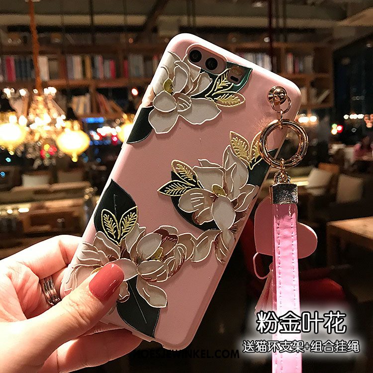 Huawei P10 Plus Hoesje Roze Zacht Schrobben, Huawei P10 Plus Hoesje Liefde Hanger