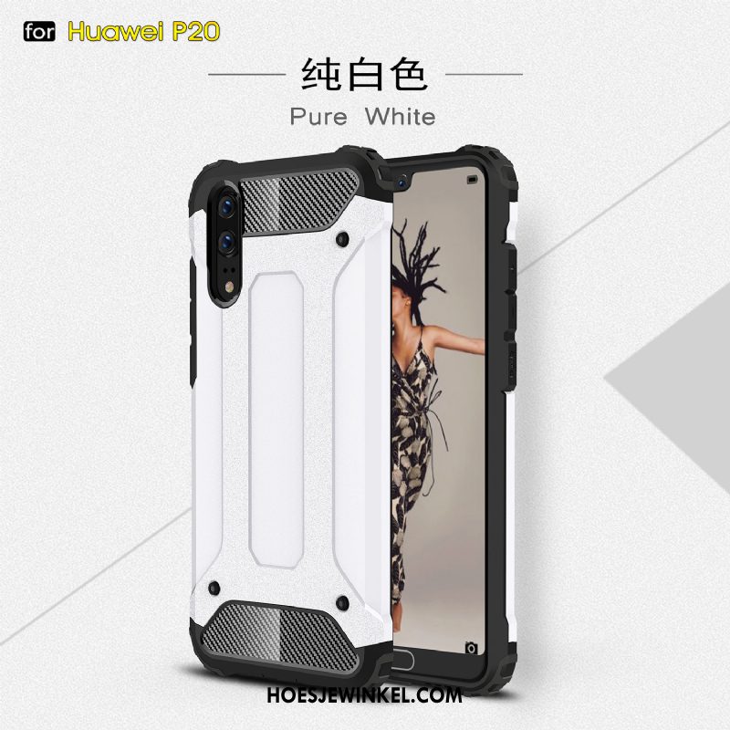 Huawei P20 Hoesje Pu Drie Verdedigingen Gasbag, Huawei P20 Hoesje All Inclusive Mobiele Telefoon