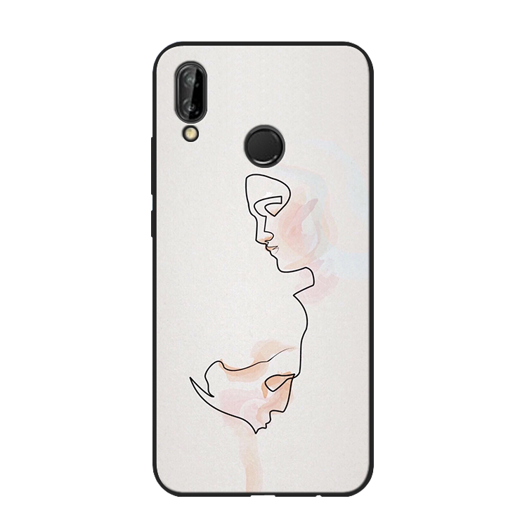 Huawei P20 Lite Hoesje Anti-fall Mobiele Telefoon Lijn, Huawei P20 Lite Hoesje Lovers Bescherming Beige